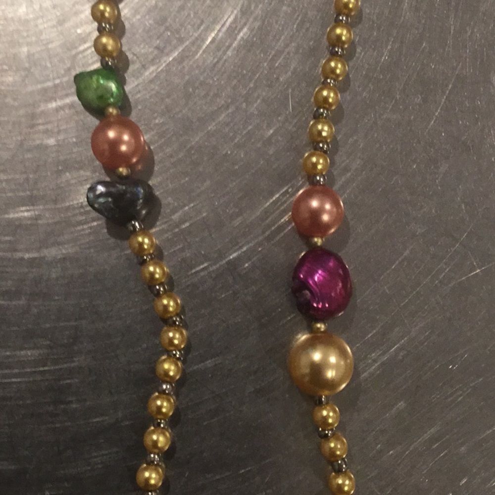NWT, Treska Venus, Long Boho Necklace w/Pearls, Cast Metals & Chains - Picture 4 of 5